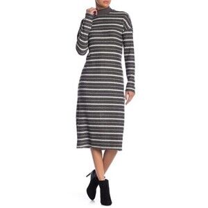 Ten Sixty Sherman Stripe Knit Gray White Stripe Sweater Dress Size S